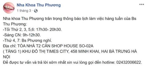 Nha Khoa Thu Phương - 458 Minh Khai Hai Bà Trưng Hà Nội Có Tốt Không?