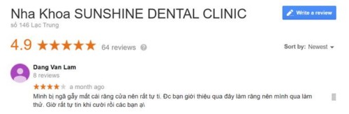 Nha khoa Sunshine Dental Clinic - 146 Lạc Trung Hai Bà Trưng có tốt không?