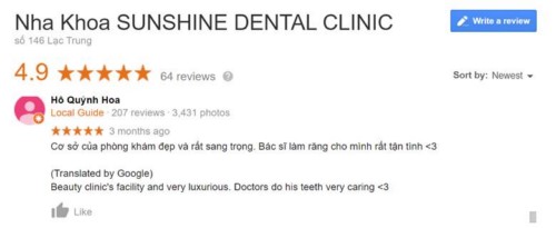 Nha khoa Sunshine Dental Clinic - 146 Lạc Trung Hai Bà Trưng có tốt không?