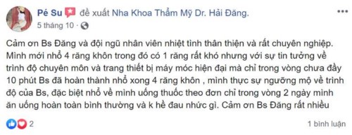Nha khoa thẩm mỹ Dr. Hải Đăng 209 Trương Định Hoàng Mai có tốt không?