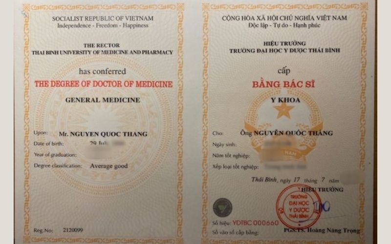 Chứng chỉ của Bác sĩ Nguyễn Quốc Thắng