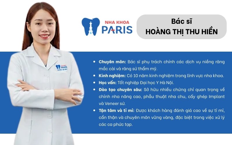 Bác sĩ Hoàng Thị Thu Hiền - Nha khoa Paris