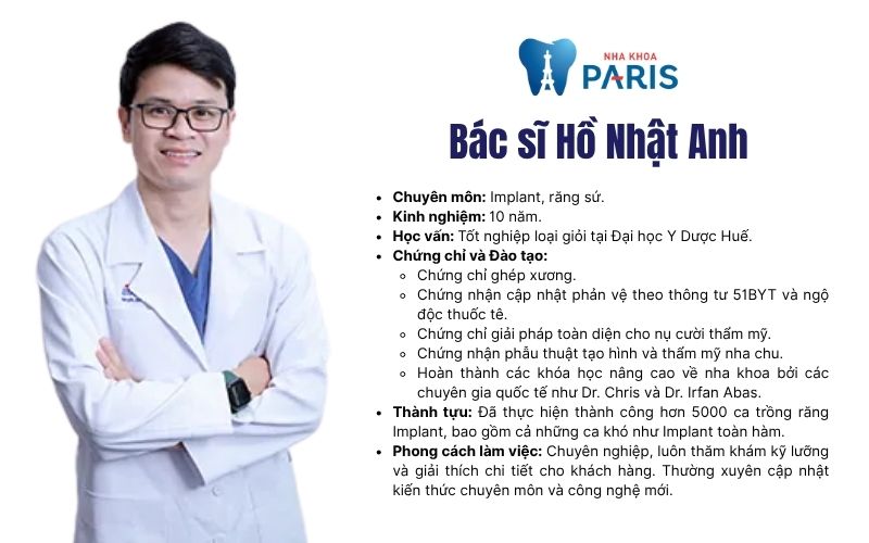 Bác sĩ Hồ Nhật Anh - Nha khoa Paris