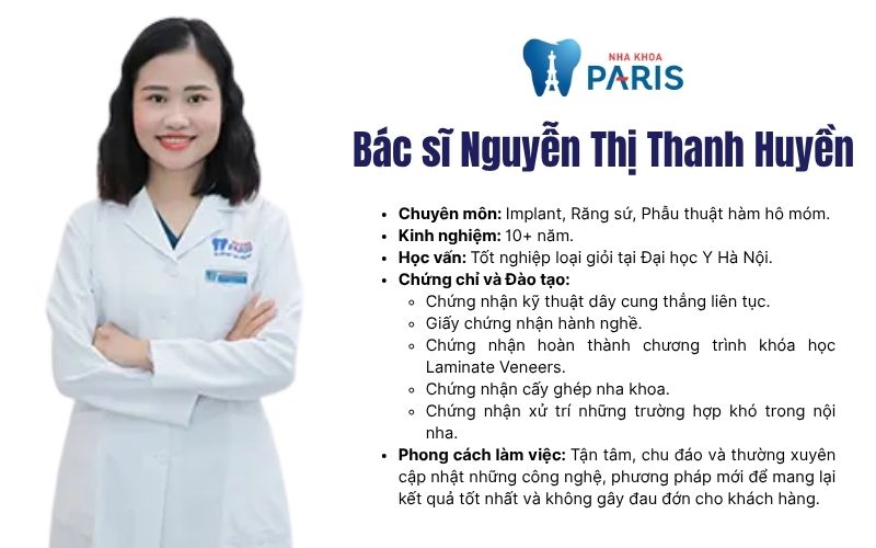 Bác sĩ Nguyễn Thị Thanh Huyền - Nha khoa Paris